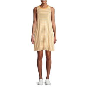 Time and Tru Women’s Sunstreak Yellow Stripe Sleeveless Knit Dress Small, NWT